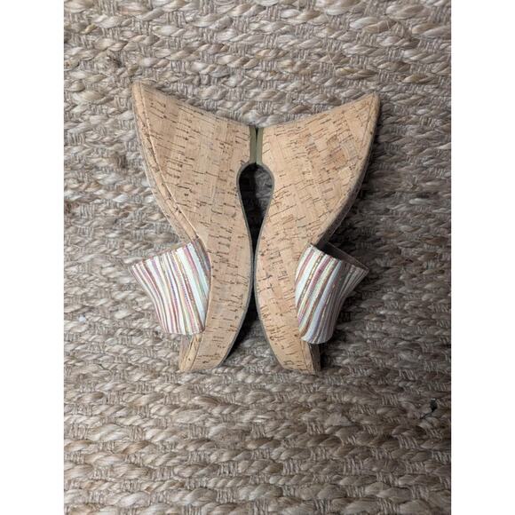 STEVE MADDEN MULTI COLORED FABRIC STRAP CORK WEDGE SURG SANDALS Size 8.5 M - Picture 6 of 10